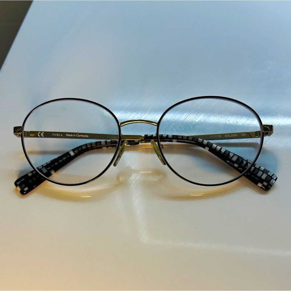 Furla VFU313K COL.0304 Gold Oval Metal/Plastic Full Rim Frames 51-18-140